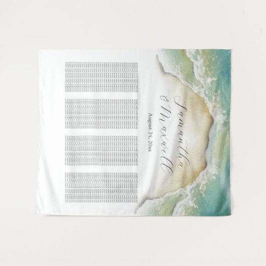 Strand Bruiloft Welkomstbord Zitkaart Wandkleed (Voorkant (horizontaal))