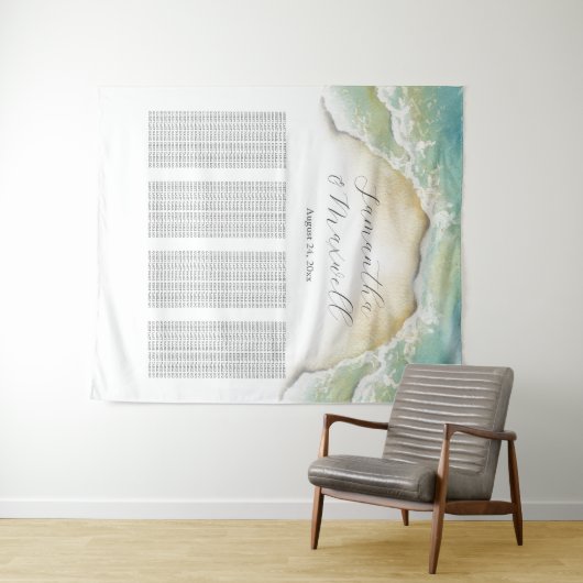 Strand Bruiloft Welkomstbord Zitkaart Wandkleed (In Situ (horizontaal))