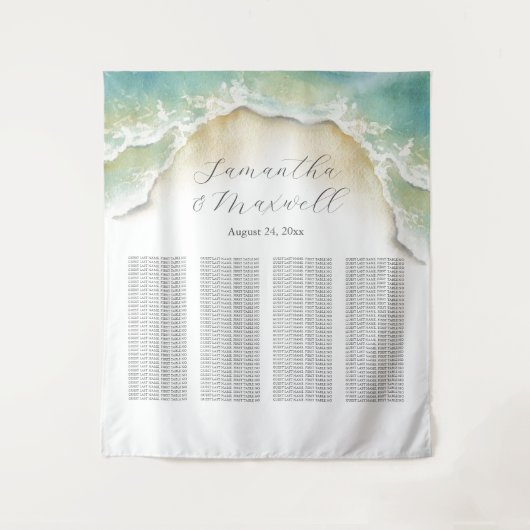 Strand Bruiloft Welkomstbord Zitkaart Wandkleed (Voorkant)