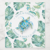 Strand Bruiloft Wijn Labels Tropisch Wijn Etiket (Enkel label)