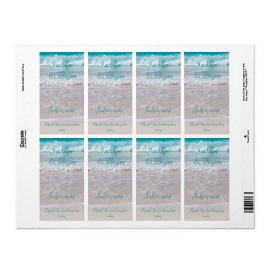 Strand Bruiloft, Wijn, Water, Aangepast Etiket (Full Sheet)