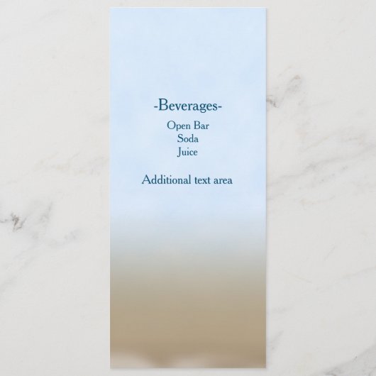 Strand Bruiloft Wit Hout Teken Menu Kaart (Achterkant)