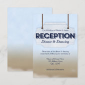 Strand Bruiloft Wit Hout Teken Receptie Kaart (Voorkant / Achterkant)