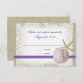 Strand bruiloft zand dollar en zeesterren RSVP kaartje (Voorkant / Achterkant)