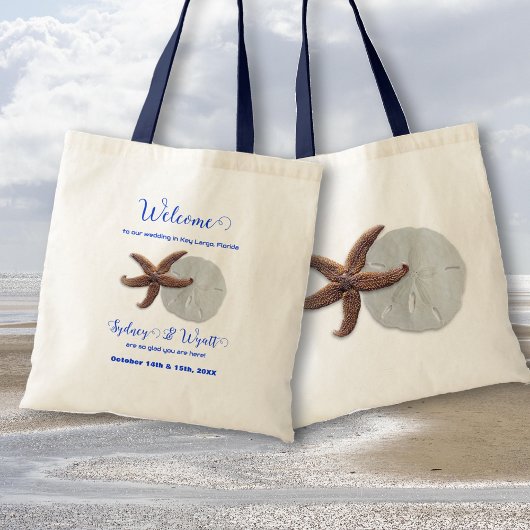 Strand Bruiloft Zand Dollar Zeester Welkom Tote Bag