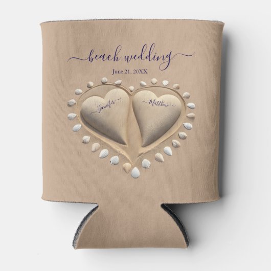 Strand Bruiloft Zand Harten Blikjeskoeler (Voorkant)