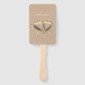 Strand Bruiloft Zand Harten Bruiloftsprogramma Handwaaier (Voorkant)