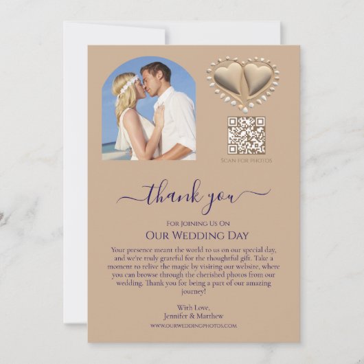 Strand Bruiloft Zand Harten Kaart (Voorkant)