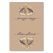 Strand bruiloft zand harten-plaats kaarten-maaltij kaart (Voorkant)