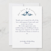 Strand Bruiloft Zeeschelp en Rozen Foto Dank u Bedankkaart (Achterkant)