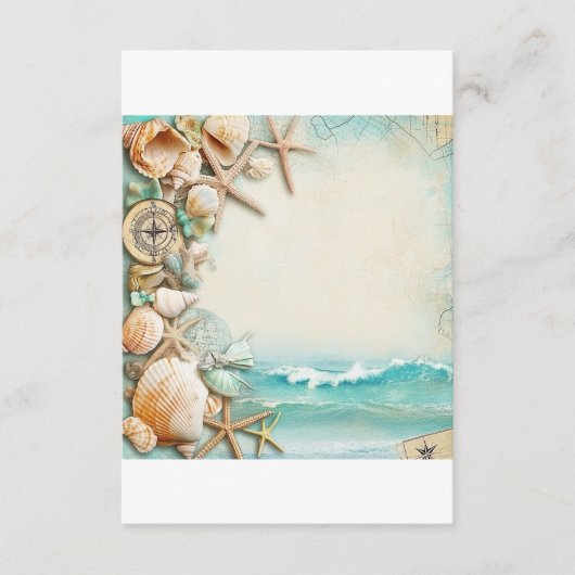 Strand bruiloft zeeschelpen 1 informatiekaartje (Voorkant)