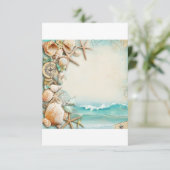 Strand bruiloft zeeschelpen 1 informatiekaartje (Staand voorkant)