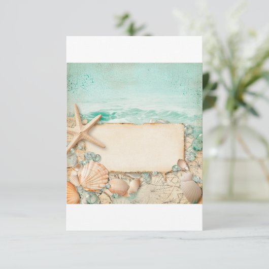 Strand bruiloft zeeschelpen 2 informatiekaartje (Staand voorkant)