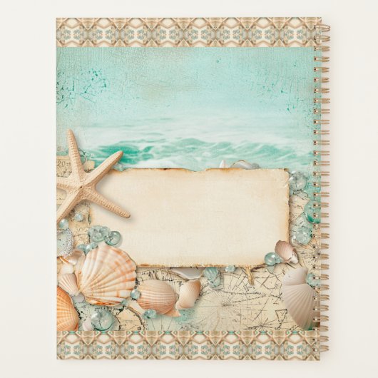 Strand bruiloft zeeschelpen 2 planner (Achterkant)