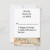 Strand bruiloft zeeschelpen 2 RSVP kaartje (Achterkant)