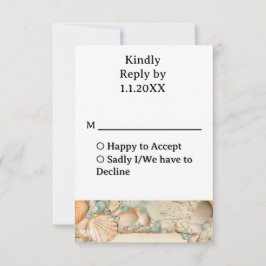 Strand bruiloft zeeschelpen 2 RSVP kaartje