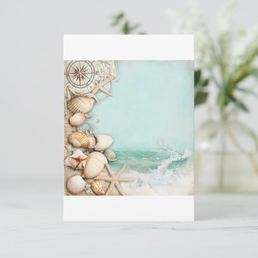 Strand bruiloft zeeschelpen 3 informatiekaartje (Staand voorkant)