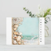 Strand bruiloft zeeschelpen 3 kaart (Staand voorkant)