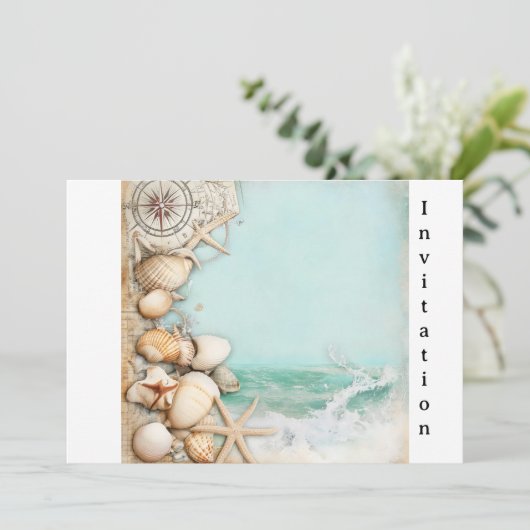 Strand bruiloft zeeschelpen 3 kaart (Staand voorkant)