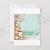 Strand bruiloft zeeschelpen 3 RSVP kaartje (Voorkant)