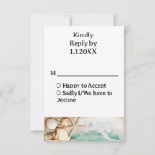 Strand bruiloft zeeschelpen 3 RSVP kaartje (Achterkant)