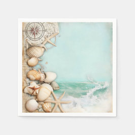 Strand bruiloft zeeschelpen 3 servet