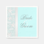 Strand bruiloft zeeschelpen en zeesterren servette servet (Voorkant)