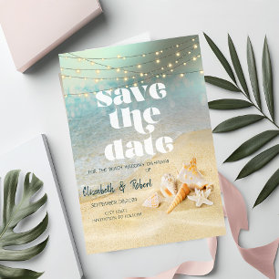 Strand Bruiloft Zeeschelpen String Lights Save The Save The Date