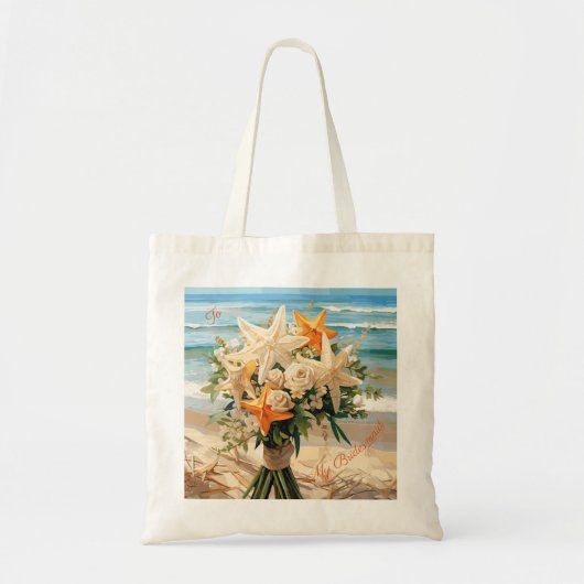 Strand Bruiloft Zeester Boeket Canvas tas (Voorkant)