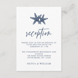 Strand Bruiloft Zeester Navy Blauw Receptie Informatiekaartje