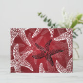 Strand Bruiloft Zeester Rood Kaart (Staand voorkant)