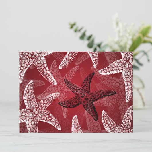 Strand Bruiloft Zeester Rood Kaart (Staand voorkant)