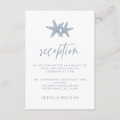 Strand Bruiloft Zeester Stoffig Blauw Receptie Informatiekaartje (Voorkant)