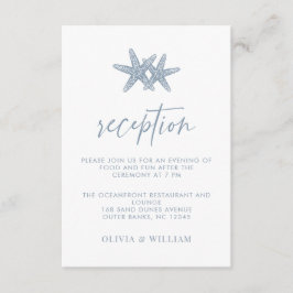 Strand Bruiloft Zeester Stoffig Blauw Receptie Informatiekaartje
