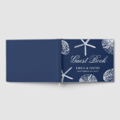 Strand Bruiloft Zeester & Zand Dollar Marine Blauw Gastenboek (Volledig)