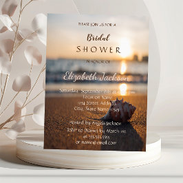 Strand Bruiloft Zonsondergang Schelp Bruidsborrel Kaart