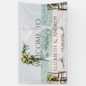 Strand Bruiloftprieel Bloemstuk Bruiloftbanner Spandoek (Verticaal)