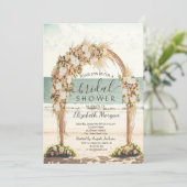 Strand Bruiloftprieel Rozen Bruidsuitnodiging Kaart (Staand voorkant)