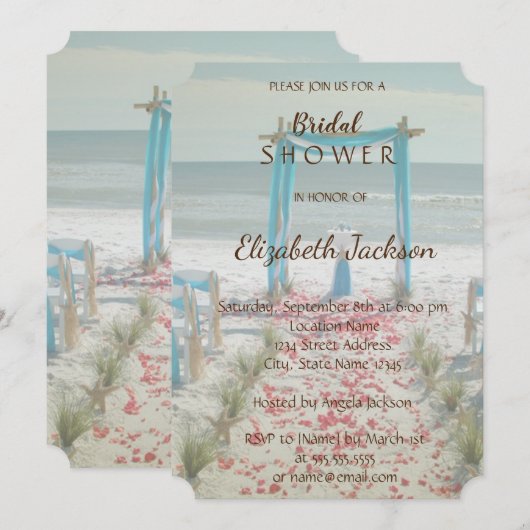 Strand Bruiloftprieel Shower Kaart (Voorkant / Achterkant)