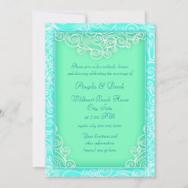 Strand bruiloftsreceptie Aqua en Groene Golven Kaart
