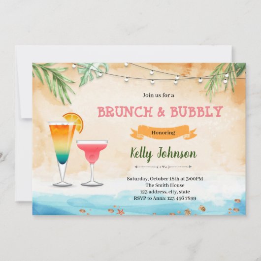 Strand brunch bubbel uitnodiging (Voorkant)