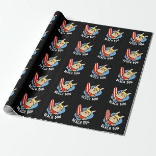 Strand Bun Funny Bunny Pun Dark BG Cadeaupapier