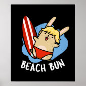Strand Bun Funny Bunny Pun Dark BG Poster (Voorkant)