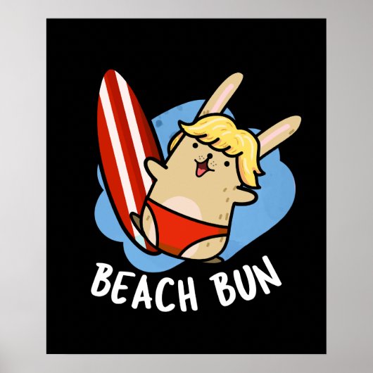 Strand Bun Funny Bunny Pun Dark BG Poster (Voorkant)