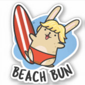 Strand Bun Funny Bunny Pun Sticker (Voorkant)