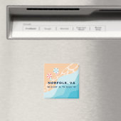 Strand Button Magnet - Coördinaten van Norfolk VA (Insitu (Vaatwasser))