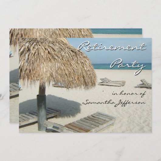 Strand Cabana Scène Retirement Party Uitnodigingen (Voorkant / Achterkant)