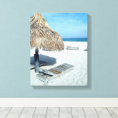 Strand Cabana Tropische Schilderachtig kunst Canvas Afdruk (Insitu (Houten vloer))