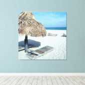 Strand Cabana Tropische Schilderachtig kunst Canvas Afdruk (Insitu (Houten vloer))
