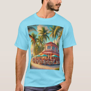 Strand Cafe Aruba Tropisch Blauwe T-Shirt